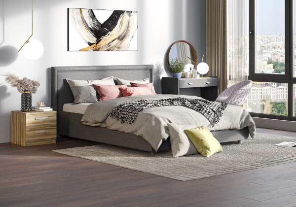 Кровать Bergamo рогожа графит 180*200